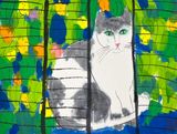 Peek through the Curtains by Walasse Ting contemporary artwork painting works on paper