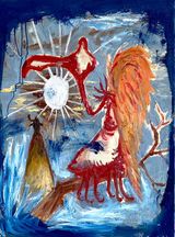 Bird of Bataan 5 by Manuel Ocampo contemporary artwork painting works on paper