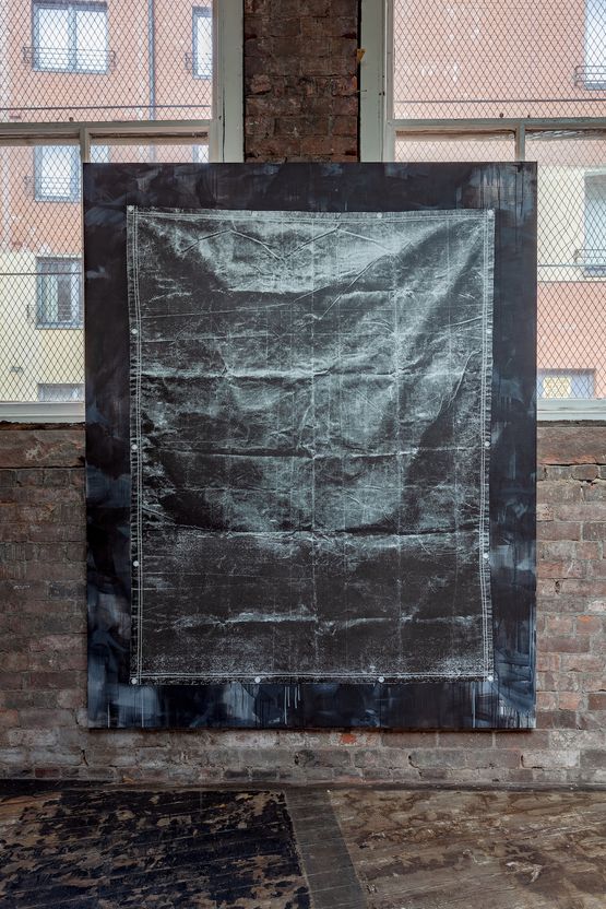 Olive Drab Heavyweight Canvas Tarp Black by Gardar Eide Einarsson contemporary artwork Mixed Media