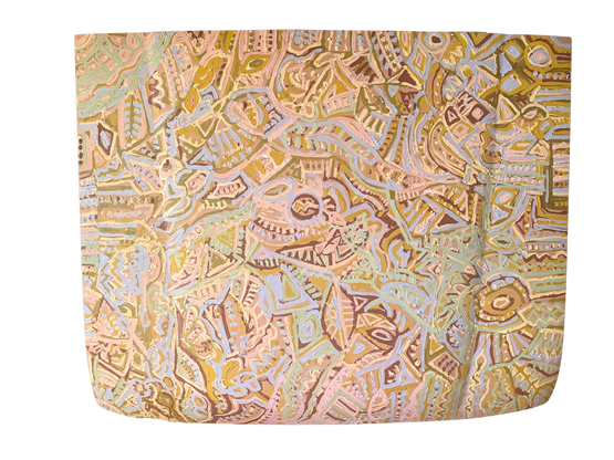 Bush Holiday Dreaming 25-405 by Leon Russell Black contemporary artwork Painting