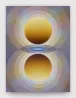 Overview Effect in yellow and blue with small mandorla by Loie Hollowell contemporary artwork Painting