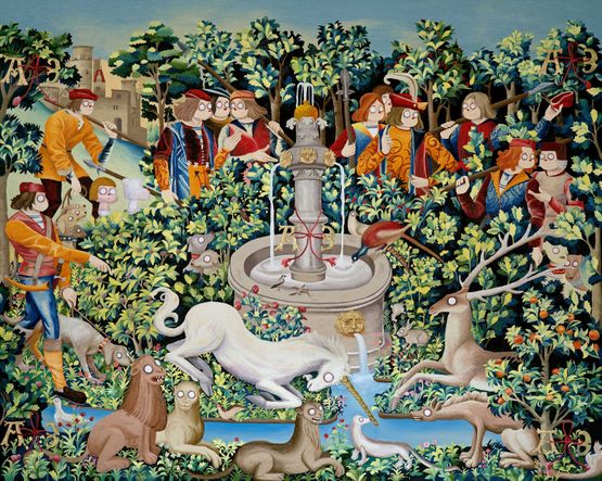 The Unicorn Purifies Water by Woo Kukwon contemporary artwork Painting