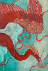 Red Bird by Jia Sung contemporary artwork painting textile