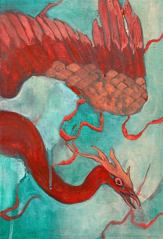 Red Bird by Jia Sung contemporary artwork Painting