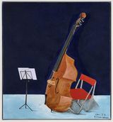 Ode to Acoustic Bass Jazz Musicians by Sam Nhlengethwa contemporary artwork painting