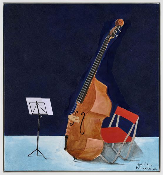 Ode to Acoustic Bass Jazz Musicians by Sam Nhlengethwa contemporary artwork Painting