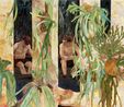 two bathers by a river by Hernan Bas contemporary artwork Painting