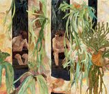two bathers by a river by Hernan Bas contemporary artwork painting