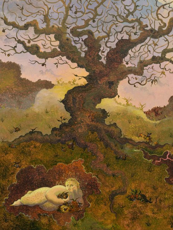 Orchard Dweller detail by Georg Wilson contemporary artwork Painting