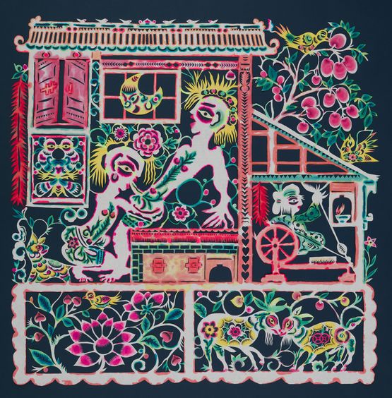 Dont worry mom is spinning thread in the next room A love scene when high school student is at home writing homework by Xiyadie contemporary artwork Works on Paper