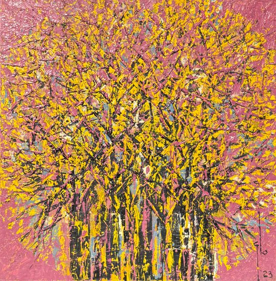 Purple Yellow Forest HSE24723 by Professor Ablade Glover contemporary artwork Painting