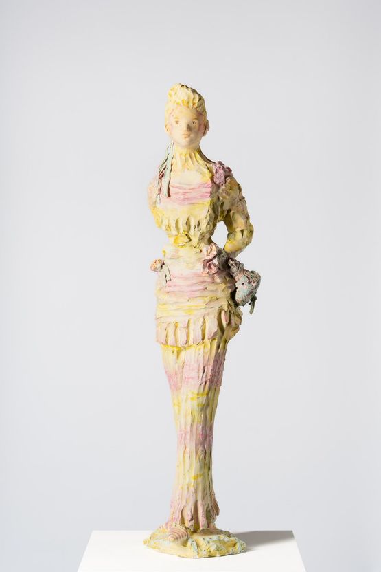 Woman with reticule by Linda Marrinon contemporary artwork Sculpture