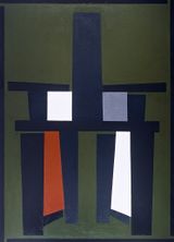 Black High-backed Chair in Green Background by Mao Xuhui contemporary artwork painting