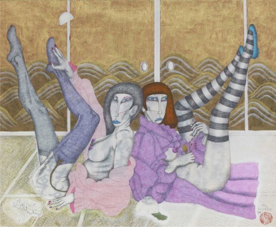 Tea Ceremony at Yesterdays Hermitage by Key Hiraga contemporary artwork Works on Paper