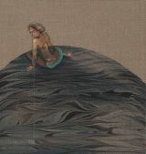 Figure on an ocean hill by Hayv Kahraman contemporary artwork painting