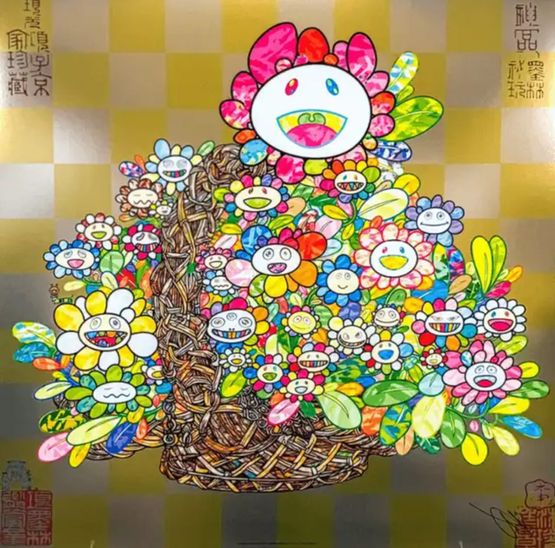 Bouquet in a Basket by Takashi Murakami contemporary artwork Print