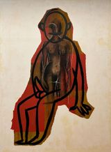 Self-portrait from the series Gefuhle N10 by Urs Luthi contemporary artwork painting