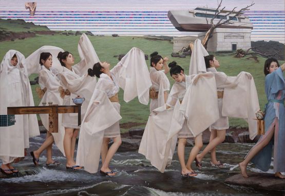Walking along the Rivulet after the Disaster by Lee Jeongwoong contemporary artwork Painting