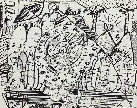 O pais agoniado from the series PEARL Drawing Pad 1985  by Milton Machado contemporary artwork Drawing