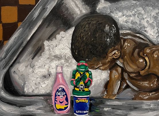 Bubble baths in the zink by Jerrell Gibbs contemporary artwork Painting