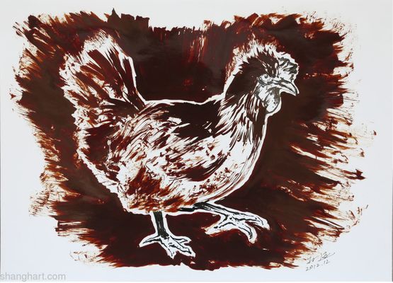 Hen by Sun Xun contemporary artwork Works on Paper