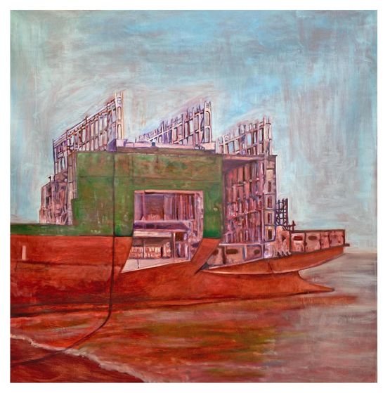 High tide in Alang by Bhasha Chakrabarti contemporary artwork Painting