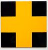 Yellow and Black Cross by John Nixon contemporary artwork Mixed Media