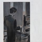 Paik Standing in Front of Zen by Sawangwongse Yawnghwe contemporary artwork painting