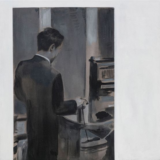 Paik Standing in Front of Zen by Sawangwongse Yawnghwe contemporary artwork Painting