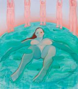 Aquamarina Caryatids Opalescent Skies by Sofia Mitsola contemporary artwork painting