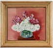 Fleurs blanches et grenat dans un vase transparent by Moise Kisling contemporary artwork Painting