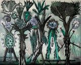 Vegetationsperiode von Landpflanzen mit Seitenknospen Blutenpracht grau by Hartmut Neumann contemporary artwork painting