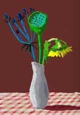 19th March 2021 Sunflower with Exotic Flower by David Hockney contemporary artwork drawing