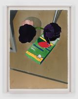 peonies Zyrtec glass table by Roger White contemporary artwork painting works on paper