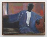 Seated Listener Orange Pillow by Reggie Burrows Hodges contemporary artwork drawing painting works on paper