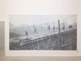 Workers on the Roof by Luca Lee Frei contemporary artwork print textile