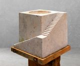 Cubo de travertino zacatecano con escalera y pileta by Diego Perez contemporary artwork sculpture