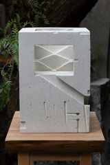 Paisaje con dos vistas en caliza blanca escalinatas y bodegon by Diego Perez contemporary artwork sculpture