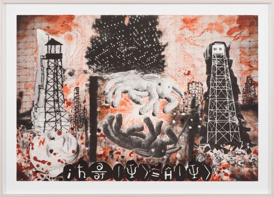 Zero or Nothing 4 Schrodinger equation by Fiona Hall contemporary artwork Painting