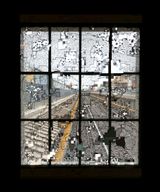 A cracked window sliced by Exonemo contemporary artwork sculpture
