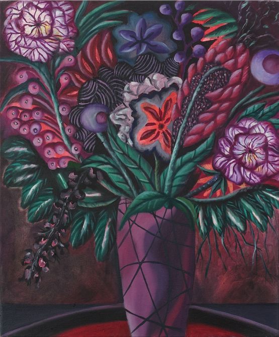 Groes rotes Durcheinander Nachtstrau by Hartmut Neumann contemporary artwork Painting