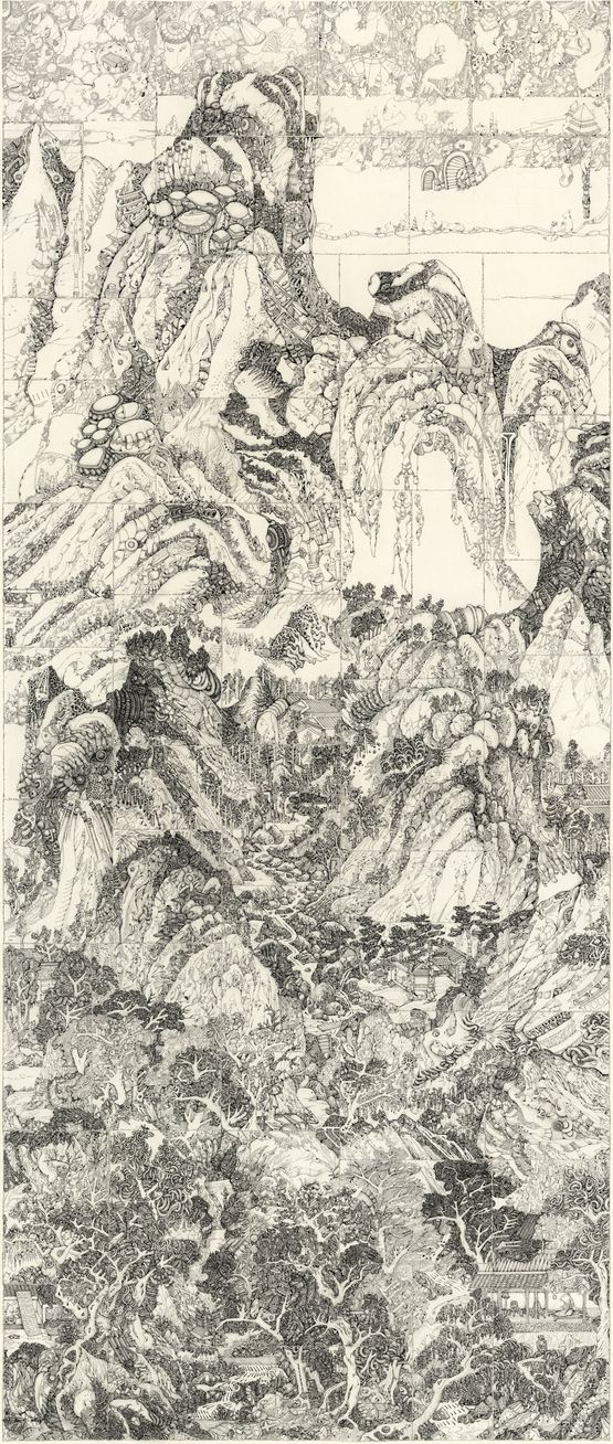 Lofty Recluse in Summer MountainsAfter Wang Meng by Li Qing contemporary artwork Drawing