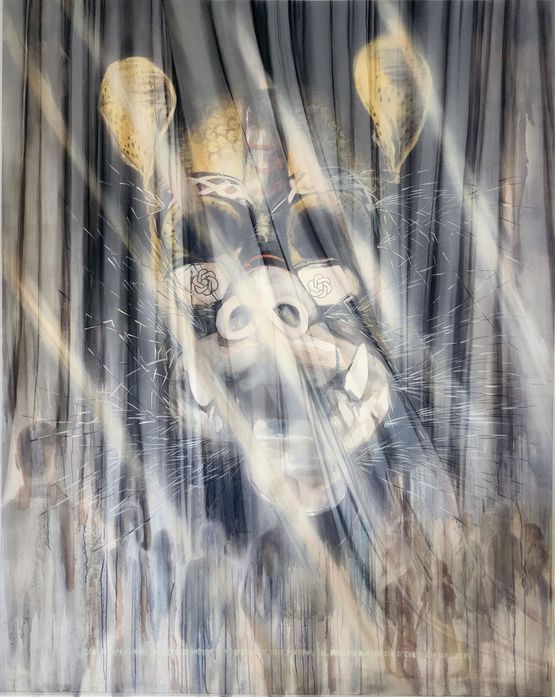 Night Presence from the series Gods have not retired by Sandra Del Pilar contemporary artwork Painting