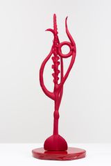 Pot plant carmin red Microtis unifolia after R Fitzgerald by Caroline Rothwell contemporary artwork sculpture works on paper