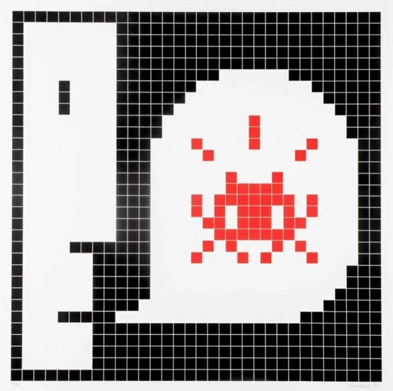 Alert - red by Invader contemporary artwork Works on Paper