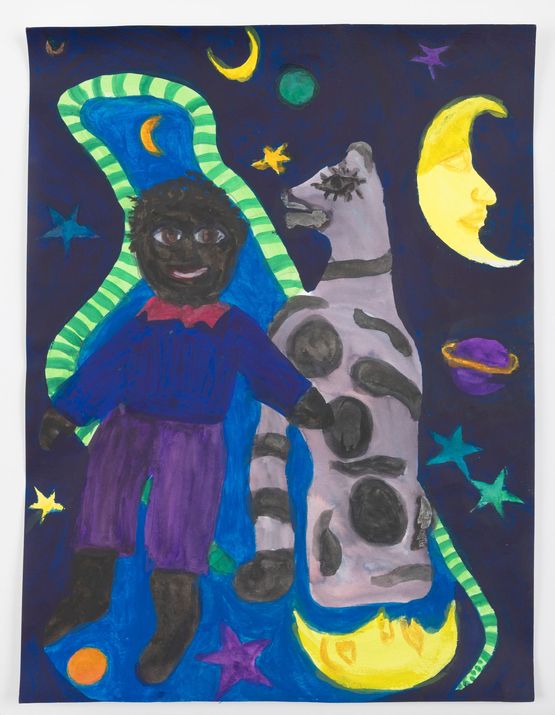 Doll with Four Moons in Mystic Sky by Betye Saar contemporary artwork Mixed Media
