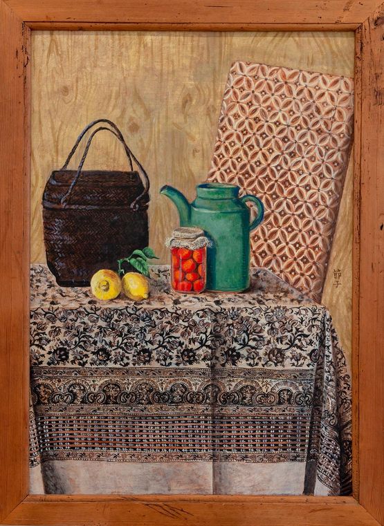 Nature morte sur tissus indiens by Setsuko contemporary artwork Painting