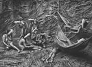 Women in the Zoe village of Towari Ypy color their bodies with the red fruit of theurucum. Para Brazil. by Sebastiao Salgado contemporary artwork Photography