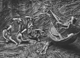 Women in the Zoe village of Towari Ypy color their bodies with the red fruit of theurucum. Para Brazil. by Sebastiao Salgado contemporary artwork photography