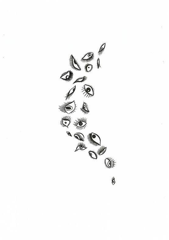 Murmurations of Eyes 13 by Donald Urquhart contemporary artwork Drawing